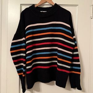 La Ligne Marin Black Multicolor Striped Crewneck Sweater